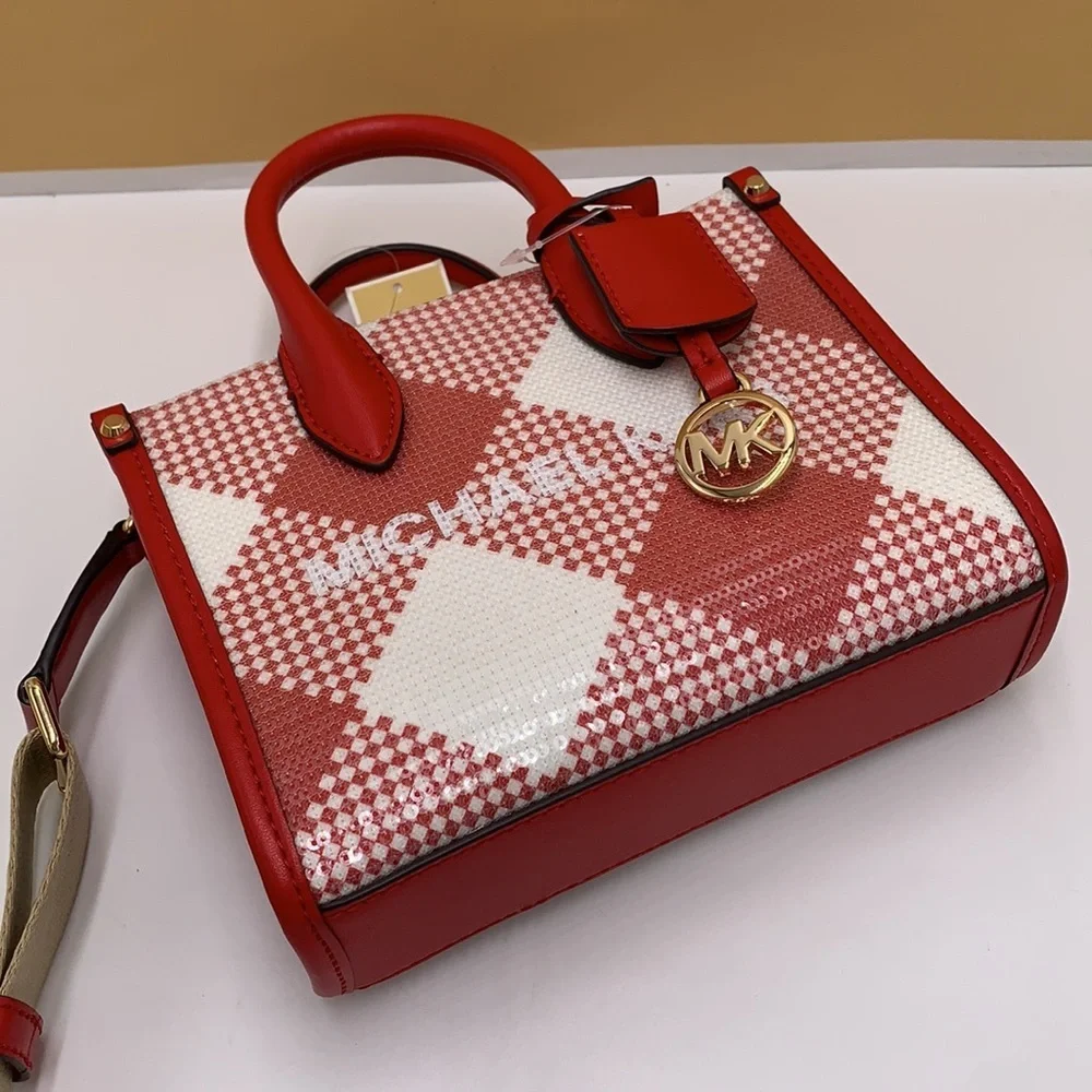 Michael Kors Mirella Extra-Small Logo Crossbody XBODY Shopper Bag Bright Red NWT